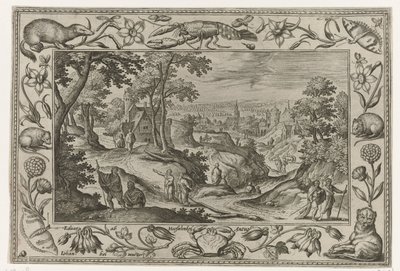Utsändning av apostlarna Landskap med bibliska, mytologiska scener och jaktscener (serietitel) av Adriaen Collaert