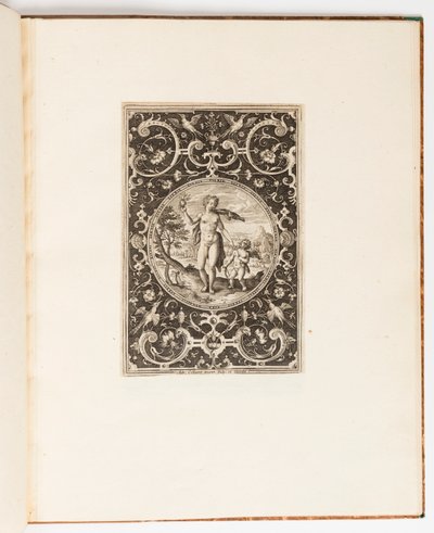 Venus, tallrik från en svit med 6 prydnadsmönster med Judgment of Paris av Adriaen Collaert