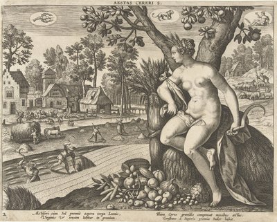 Sommar Aestas cereris. (titel på objekt) The Four Seasons (serietitel) av Adriaen Collaert