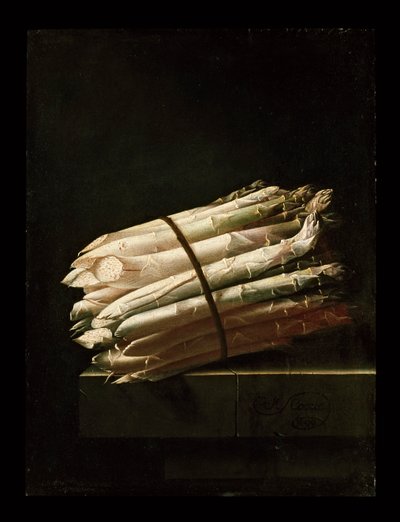 Stilleben av sparris, 1699 av Adrian Coorte