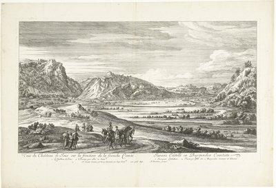 Utsikt över slottet Joux Veuë du Chasteau de Joux sur la frontiere de la franche Comté (titel på objektet) av Adriaen Frans Boudewyns