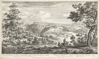 Se på kasteeln av Sainte Anne Utsikt över slottet Ste. Anne i den fria Comté som han ser sig själv gå in i den (titel på objekt) av Adriaen Frans Boudewyns