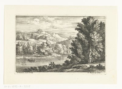 Landskap med en flod och ett slott av Adriaen Frans Boudewyns