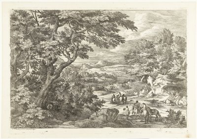 Landskap med jägare på väg hem, ett slott i fjärran Landskap med jägare (serietitel) av Adriaen Frans Boudewyns