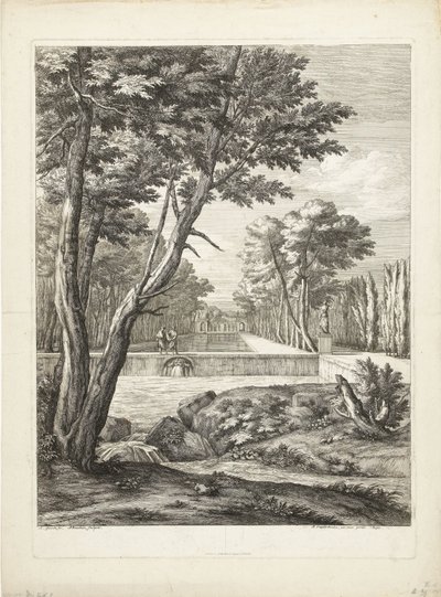 Landskap med två män vid en fontän av Adriaen Frans Boudewyns