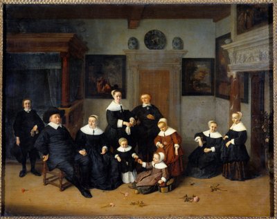 Familjeporträttmålning av Adrien Van Ostade (1610-1685) (ec.holl.) 1654 Sön. 0,7x0,88 m - Familjeporträtt. Målning av Adrien Van Ostade (1610-1685) (Holländsk skola) 1654. 0,7 x 0, 88 m. Louvren, Paris av Adriaen Jansz. van Ostade