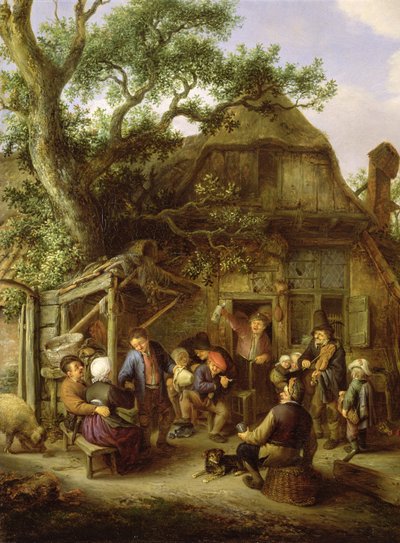 Happy Peasants, 1648  (Detail) (see 242086) av Adriaen Jansz. van Ostade