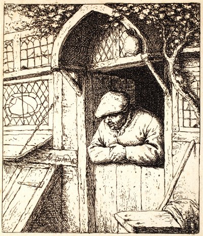 Man lutad på sin dörr, ca 1672 (etsning) av Adriaen Jansz. van Ostade
