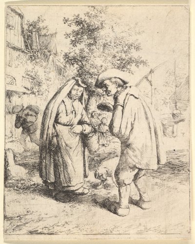 Man talar med en kvinna, 1610-85. av Adriaen Jansz. van Ostade