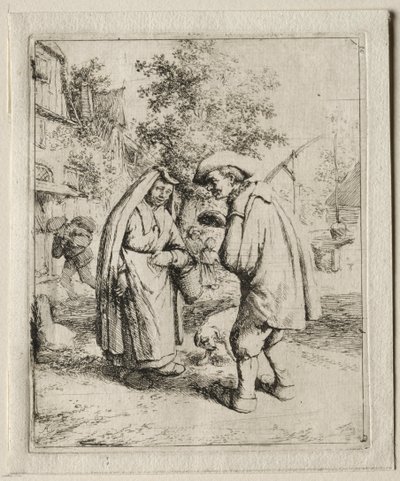 Bonde som samtalar med en kvinna. av Adriaen Jansz. van Ostade