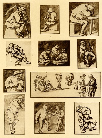 Pennskisser av krogscener av Adriaen Jansz. van Ostade