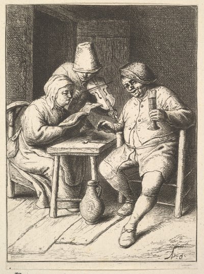 Sjungande par och violin, 1610-85. av Adriaen Jansz. van Ostade