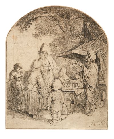 The Quacksalver (etsning) av Adriaen Jansz. van Ostade