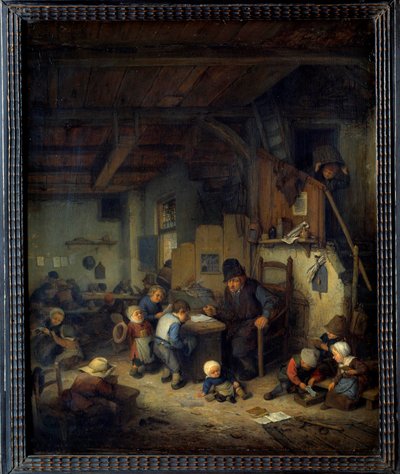 Skolans mästare Scenklass, en gammal lärare med små elever från favoritbakgrund. Målning av Adrien van Ostade (1610-1685) 1662 sön. 0,4x0,32 m av Adriaen Jansz. van Ostade