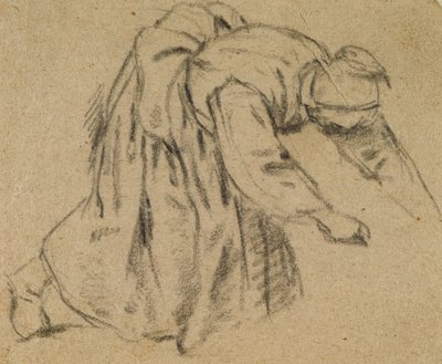Kvinna som böjer sig ner, 1656 (krita på papper) av Adriaen Jansz. van Ostade