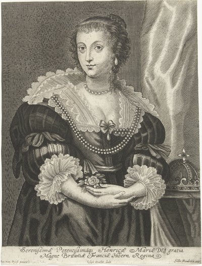 Porträtt av Henrietta Maria, hustru till Charles I av England av Adriaen Lommelin