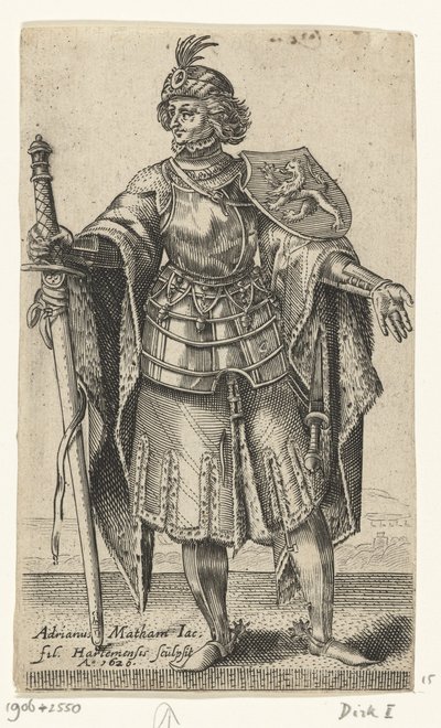 Porträtt av Dirk I, greve av Holland - Grevar och grevinnor av Holland (serietitel) av Adriaen Matham
