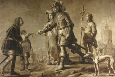 Boudewijn van Heusden (?-870) och hans fru Sophia tar emot hyllning från kung Edmunds legat, ca. 1626 av Adriaen Pietersz van de Venne (manner of)