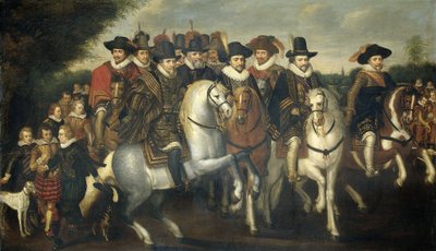 Prins Maurice åtföljd av sina två bröder, Fredrik V, kurfurst Pfalz och grevar av Nassau till häst, ca 1625 av Adriaen Pietersz van de Venne