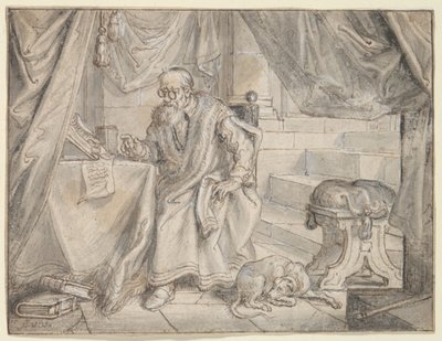 Studie till "Mannen med glasögon talar" av Adriaen Pietersz van de Venne