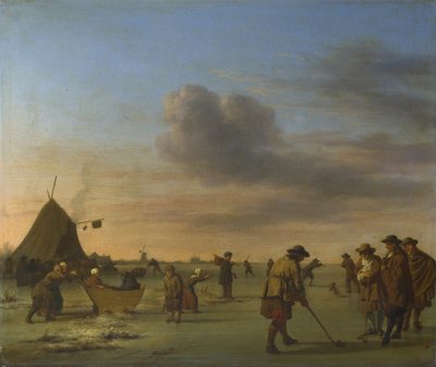 Golfare på isen nära Haarlem, 1668 av Adriaen Velde van de