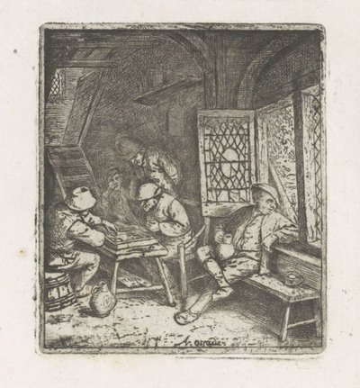 Bondens inredning med tric-trac-spelare av Adriaen van Ostade