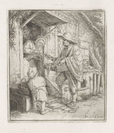 Glasögonförsäljare med en gammal kvinna av Adriaen van Ostade