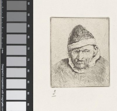 Byst av en gammal bonde med spetsig hatt av Adriaen van Ostade
