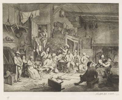 Dans på värdshuset av Adriaen van Ostade
