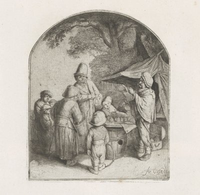 Figurer vid ett kvacksalvarestall av Adriaen van Ostade