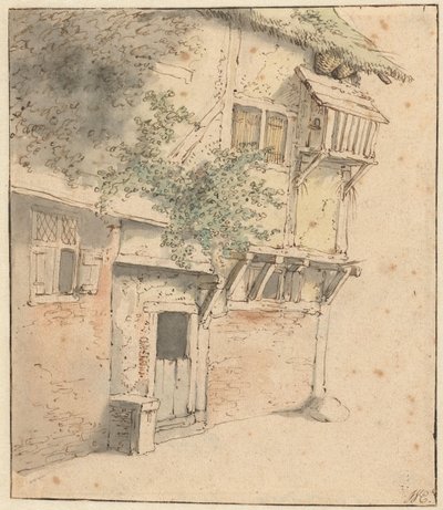 Fasad av ett igenvuxet hus av Adriaen van Ostade