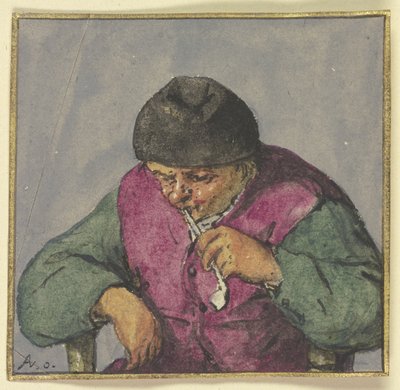 Halvfigur av en sittande bonde med pipa av Adriaen van Ostade
