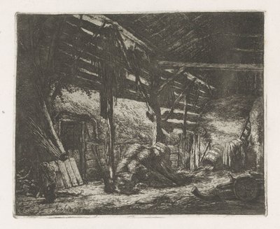 Interiör av en hölada av Adriaen van Ostade