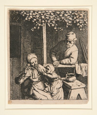 La poupee desire [Kvinna som retar barn med docka] av Adriaen van Ostade