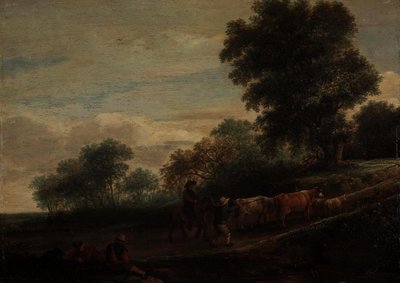 Landskap med herdar och nötkreatur av Adriaen van Ostade