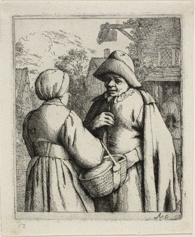 Man och kvinna samtalar av Adriaen van Ostade