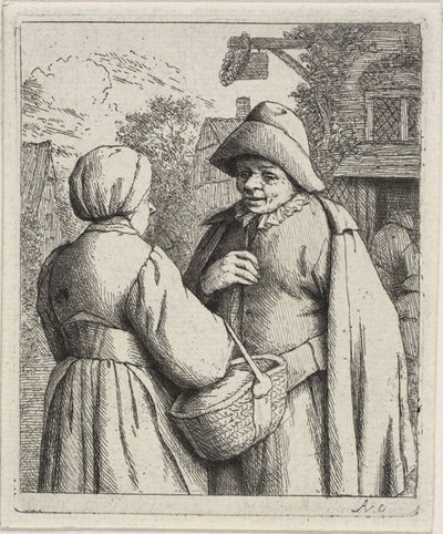 Man och kvinna samtalar av Adriaen van Ostade