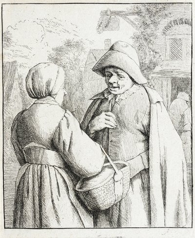 Man och kvinna i samtal av Adriaen van Ostade