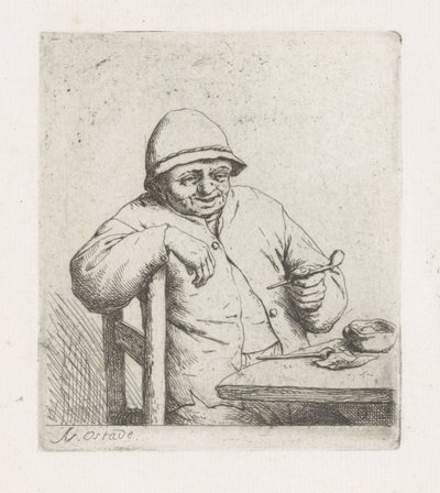 Man med en pipa vid bordet av Adriaen van Ostade