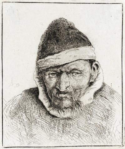 Bonde med spetsig pälsmössa av Adriaen van Ostade