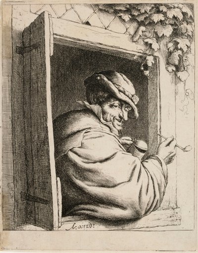 En piprökare vid fönstret av Adriaen van Ostade