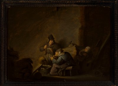 Genrebild i en interiör av Adriaen van Ostade
