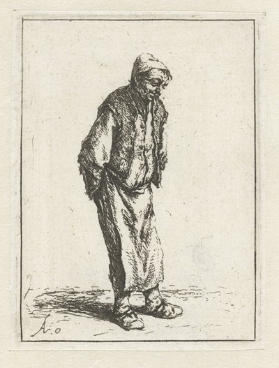 Stående bonde med händerna bakom ryggen Tiggaren med händerna bakom ryggen av Adriaen van Ostade