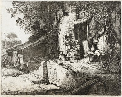Den spinnande kvinnan av Adriaen van Ostade