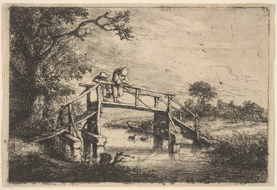 Två sportfiskare på en bro, 1647. av Adriaen van Ostade