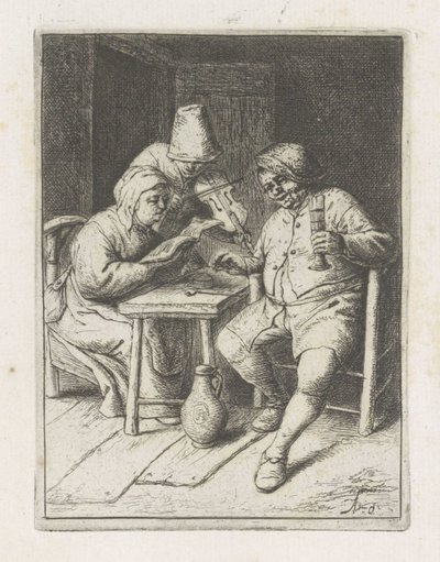 Violinist med ett par vid bordet Konserten av Adriaen van Ostade