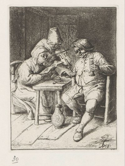 Violinist och en sjungande man och kvinna av Adriaen van Ostade