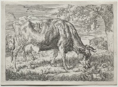 Ko och två får vid foten av ett träd, 1670. av Adriaen van de Velde