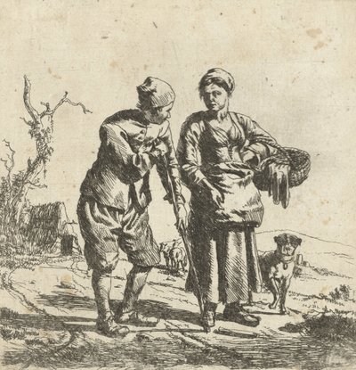Bonde och hans fru i samtal av Adriaen van de Velde