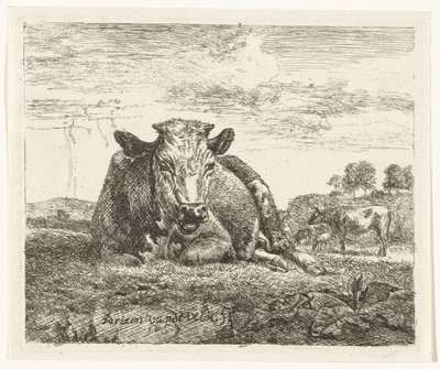 Liggande ko Olika djur (serietitel) av Adriaen van de Velde